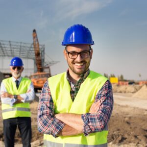 photo of two engineers standing at a job site