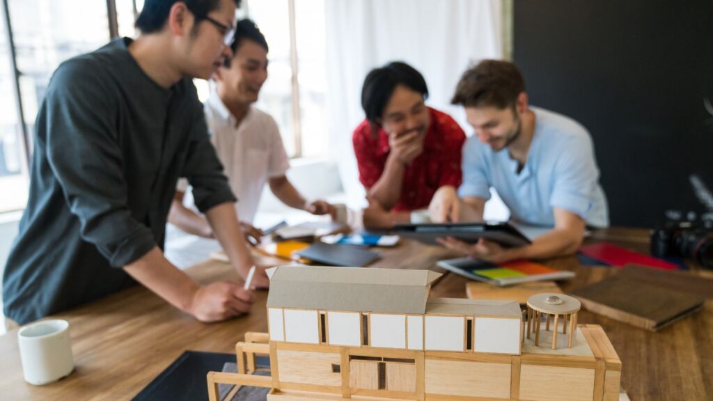 Architectural business partners at a table